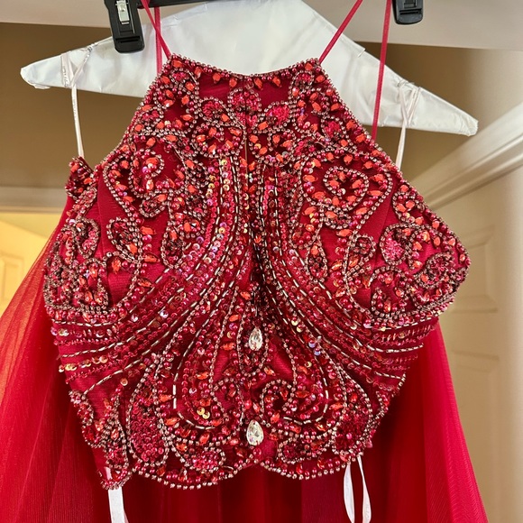 Jovani red formal long 2 piece dress - Picture 2 of 8